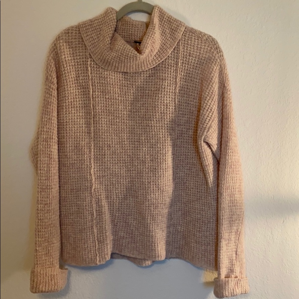 Free People Pink Cowl Neck Sweater